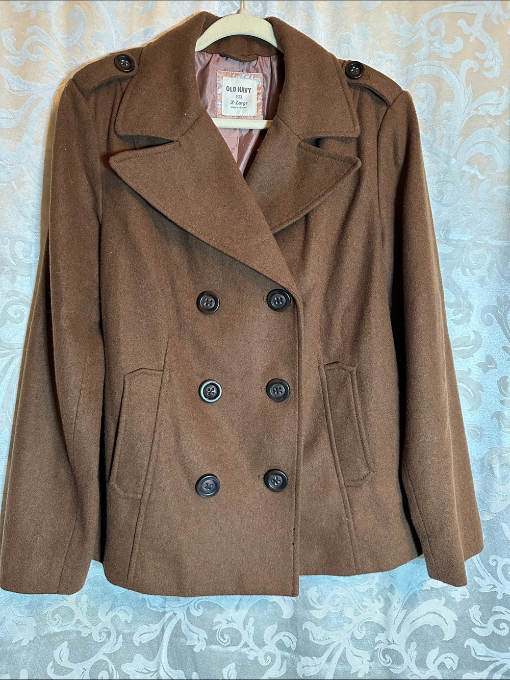 Old Navy Women's Chocolate Brown Double-Breasted Peacoat